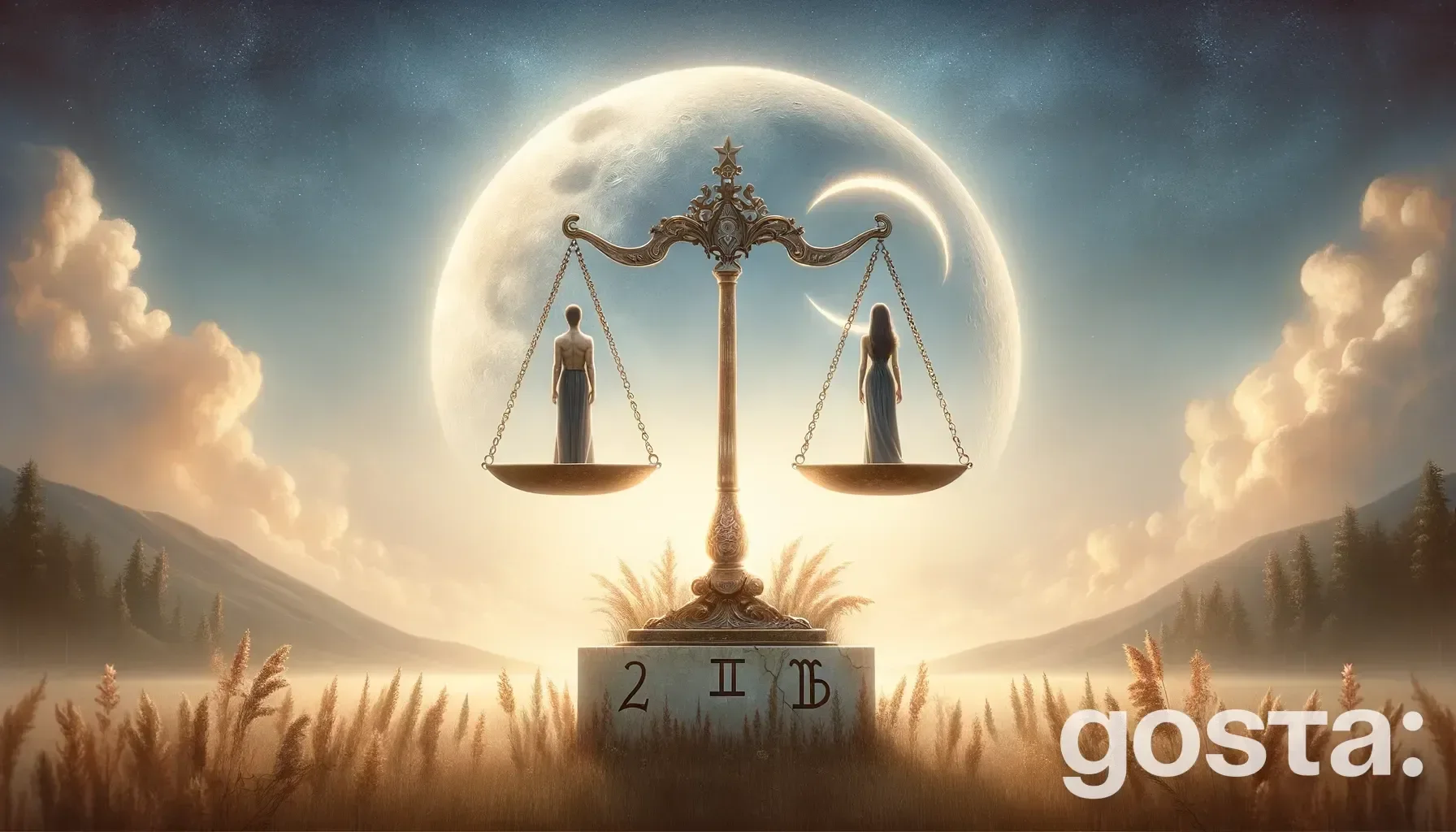 Astrological composition with zodiac symbols, planets, and stars for the horoscope onGemini and Libra
