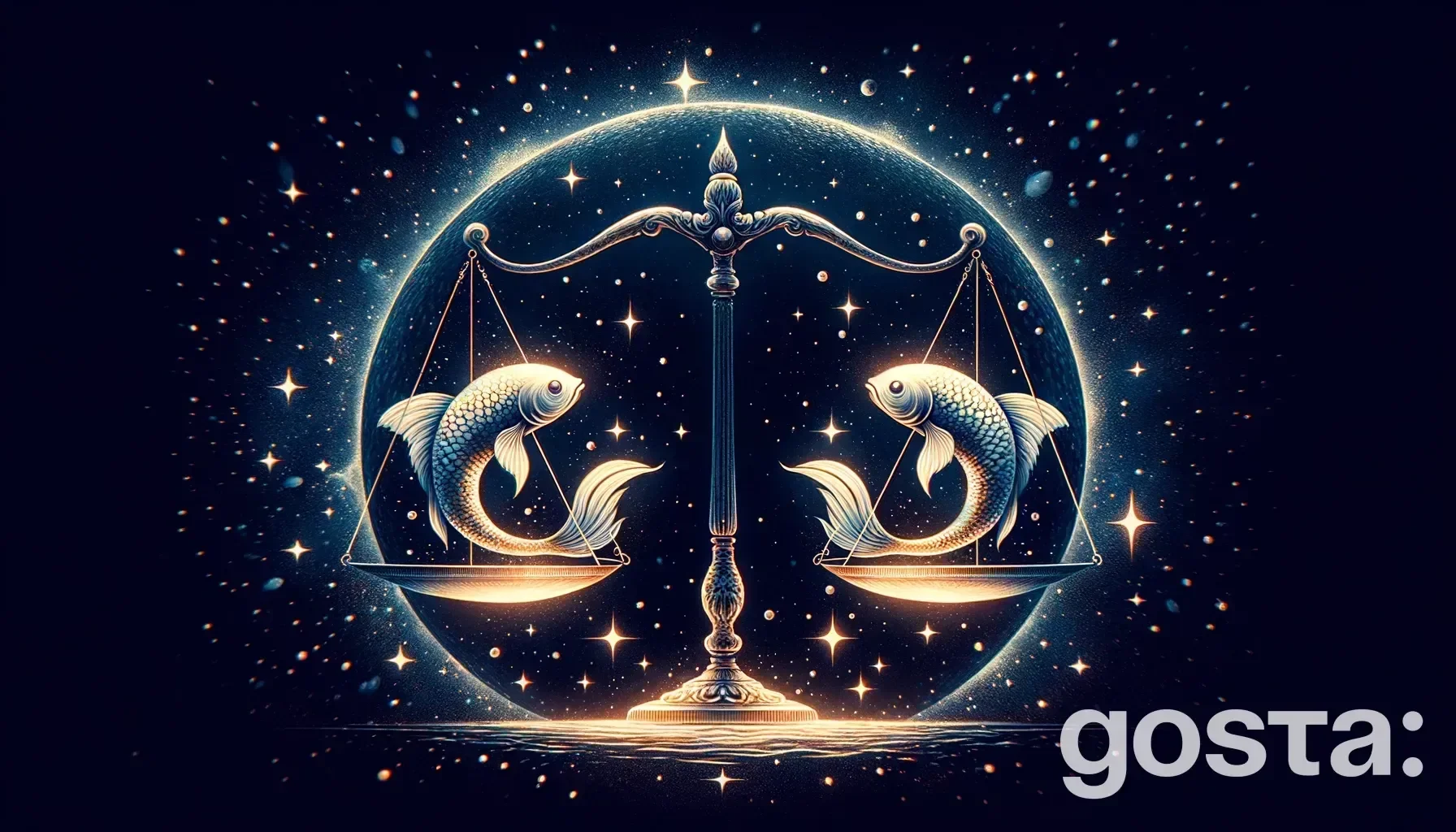 Astrological composition with zodiac symbols, planets, and stars for the horoscope onLibra and Pisces