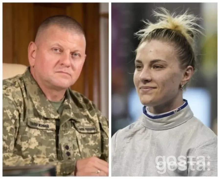 Ольга Харлан в шапці з Baby Yoda та Валерій Залужний на тлі прапору "Динамо"