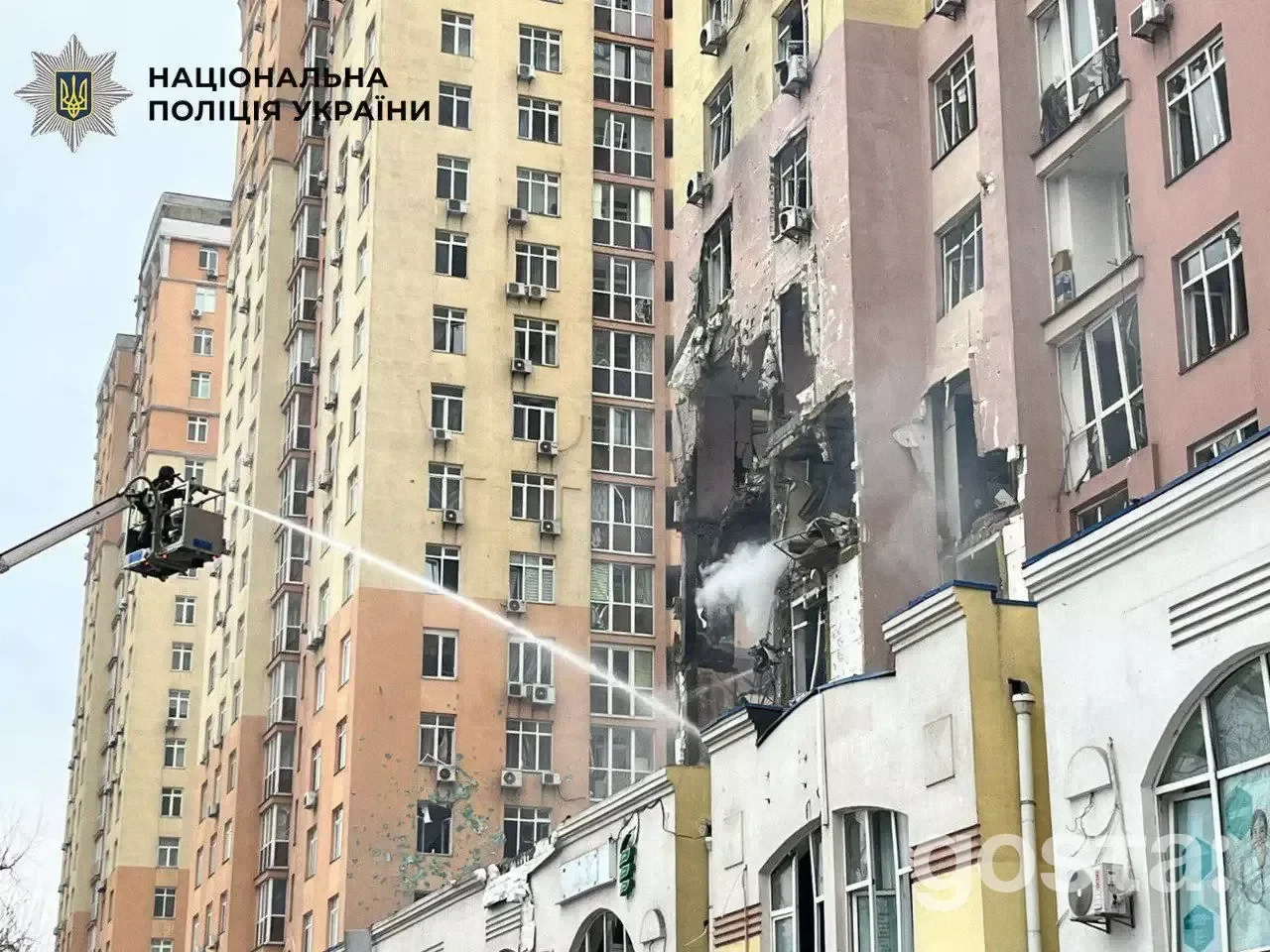 Emergency responders tackle fires in Kyiv after a severe Russian attack, highlighting the devastation and urgent rescue