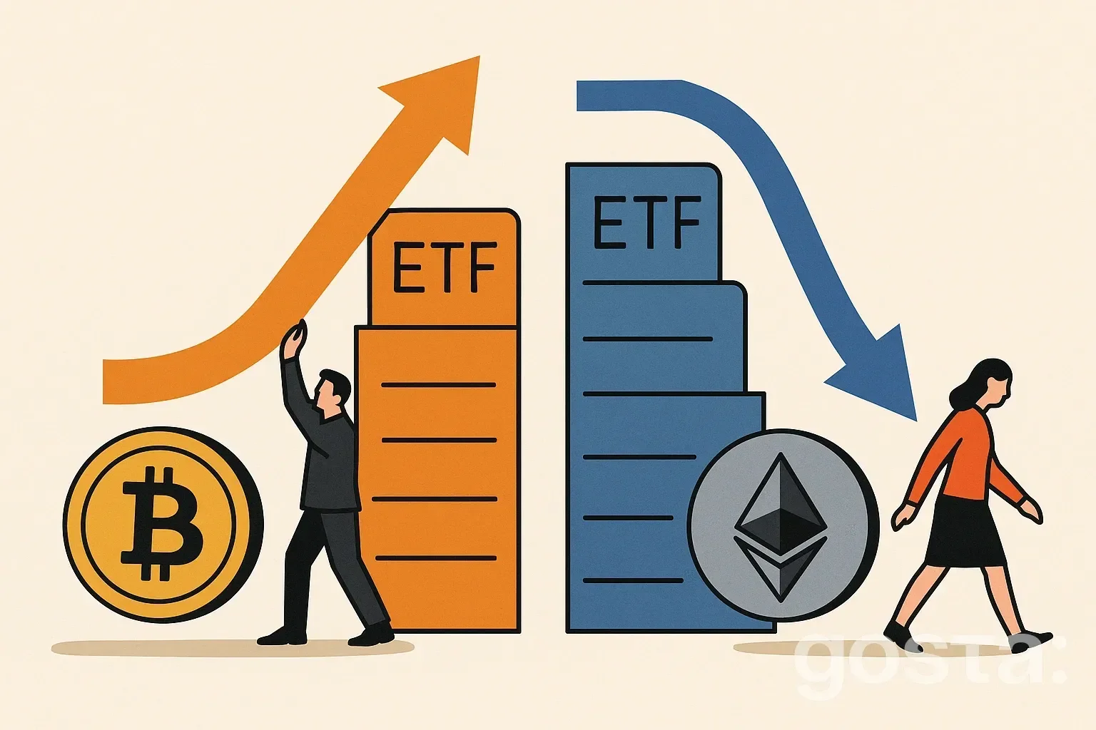 Біткоїн-ETF демонструють приплив капіталу, Ethereum-ETF продовжують втрачати