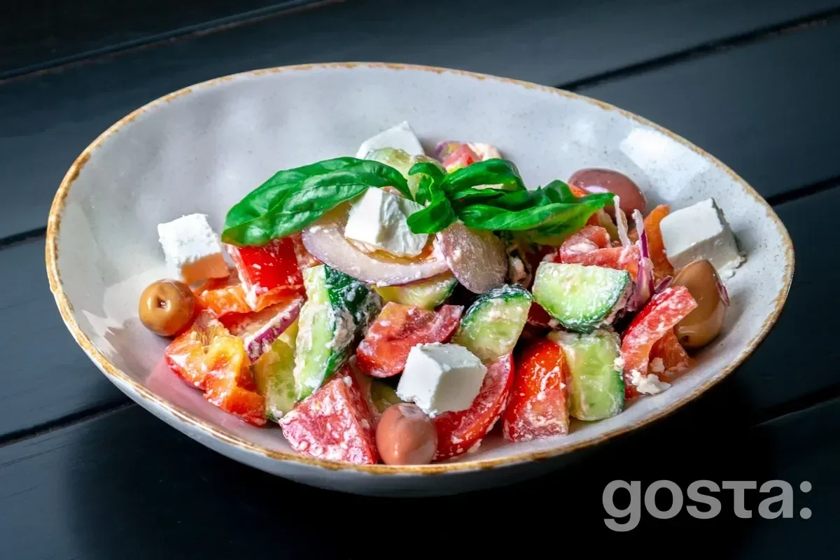 Greek salad with mayonnaise