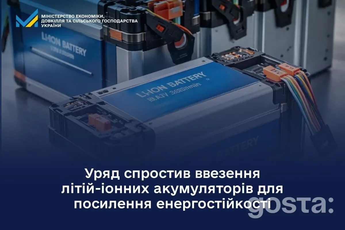 Зображення з літій-іонними акумуляторами, спрощення імпорту для енергетичної стійкості України.