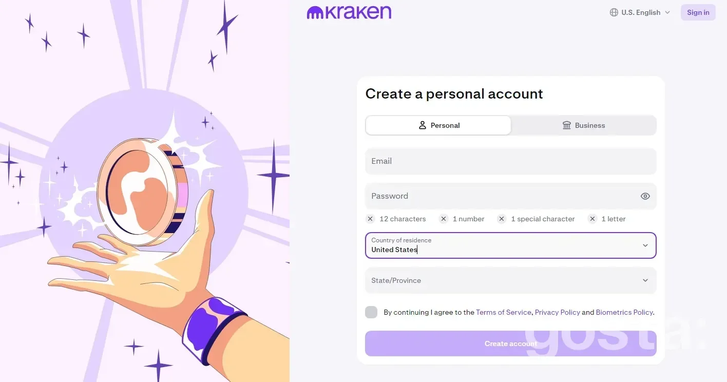 Kraken exchange registration process